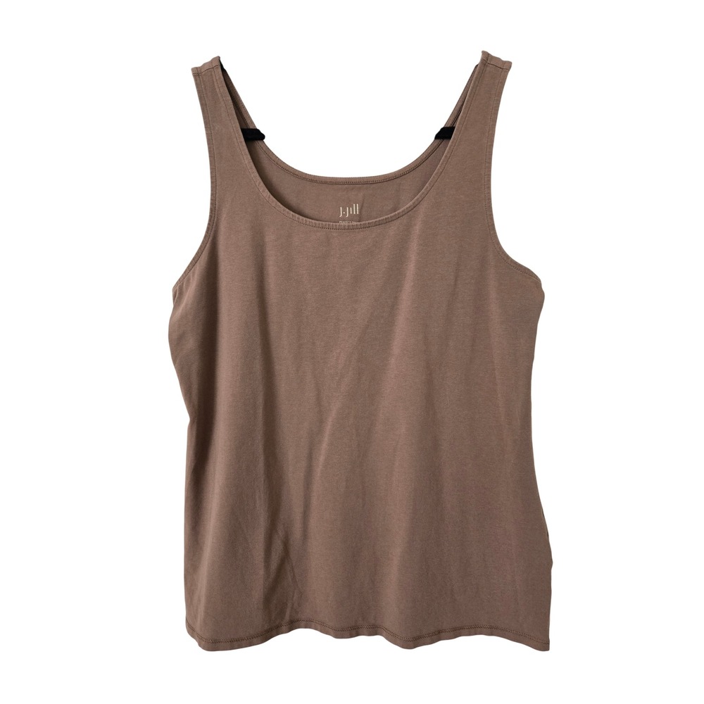 J. Jill Womens L Perfect Tank Brown Cotton Lycra Stretch Scoop Neck Sleeveless